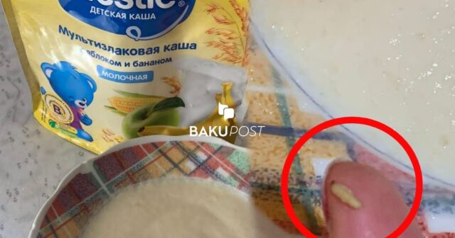 “Nestle” uşaq qidasından qurd çıxdı – VİDEO
