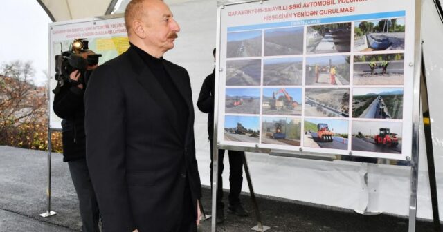 İlham Əliyev Oğuz-Şəki yolunun yenidənqurmadan sonra açılışında iştirak etdi – FOTO