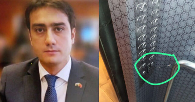 Bakıda məhkəmə hakimi bina liftinin düymələrini qırdı (FOTO/VİDEO)