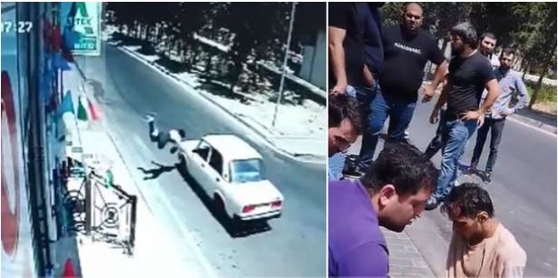 Xətaidə yol qəzasında piyadanın vurulma anı-Video