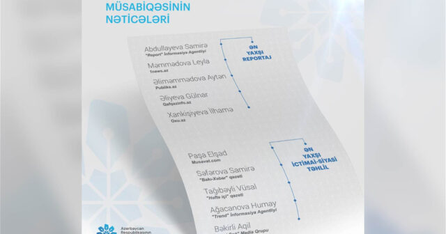 “MEDİA-Fərdi jurnalist müsabiqəsi”nin nəticələri açıqlandı- Siyahı