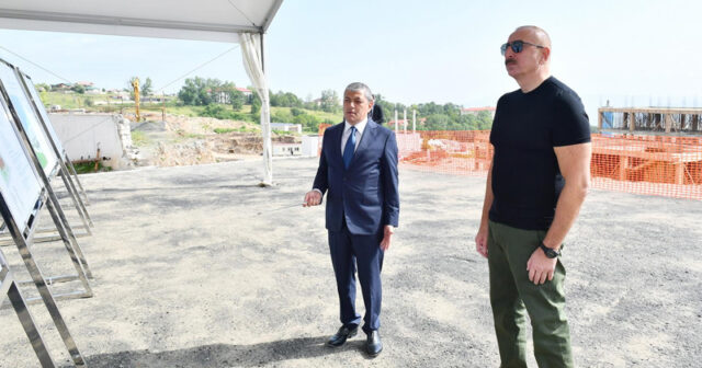 Prezident Şuşa xəstəxanasının binasında tikinti işlərinin gedişi ilə tanış olub-FOTO