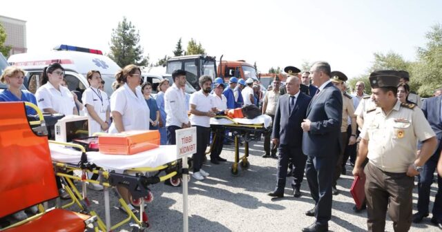 Şirvanda mülki müdafiə dəstələri ilə nümunəvi mülki müdafiə məşqi keçirilib