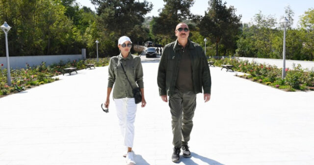 Prezident və birinci xanım Bakıda inşası davam etdirilən Zəfər parkında olub