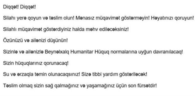 Silahı yerə qoyun və təslim olun! – Müraciət