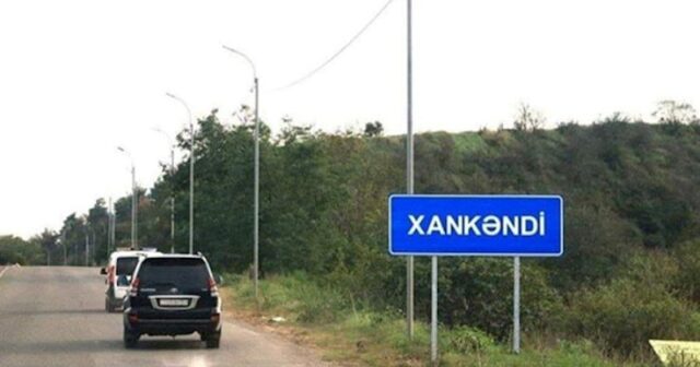 Azərbaycanca yol nişanı Xankəndidə
