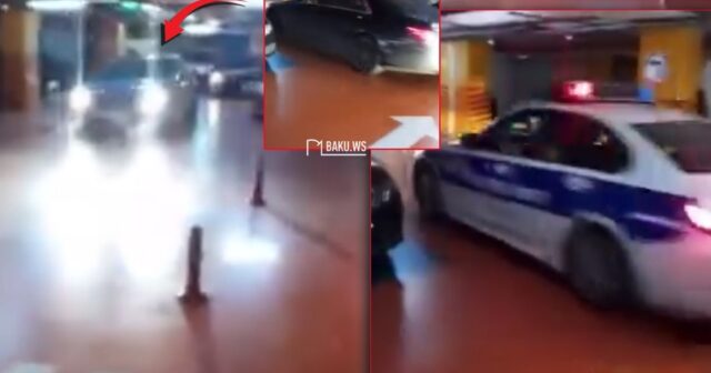 Bakıda qəza törədib polisdən qaçmaq istəyən sürücü parkinqdə 15 dövrə vurdu – VİDEO