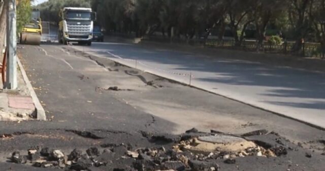 Bakıda yeni asfaltlanan yol ÇÖKDÜ – VİDEO