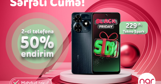 “Nar”dan “Sərfəli cümə” təklifi – 50% endirimlə smartfon əldə et!