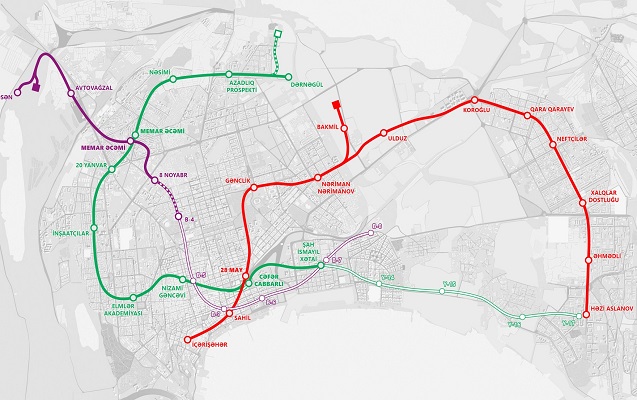 Bakıda yeni tikiləcək 10 metro stansiyası harada yerləşəcək? – Sxem