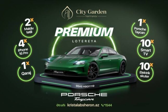 Kristal Abşeron Porsche Taycan elektromobili üçün lotereya keçirir!