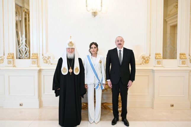 Prezident və xanımı Patriarx Kirill ilə görüşüb – Fotolar+Yenilənib