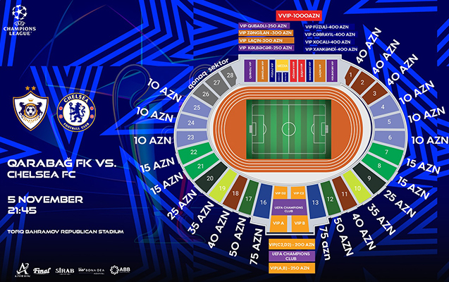 “Qarabağ” – “Çelsi” matçının biletləri nə zaman satışa çıxarılacaq? “Qarabağ” – “Çelsi” matçının biletləri nə zaman satışa çıxarılacaq?